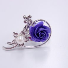 薔薇　タックブローチ　紫