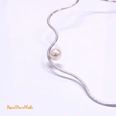 あこや本真珠　パールネックレス　ナチュラルグレー　無調色　ホワイト　オメガネックレス　ＳＶ製　６－８．５ｍｍ　