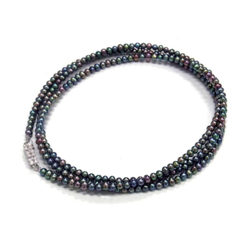 淡水真珠 ベビーパールロングネックレス 2.5-3mm ブラック 80cm SV925