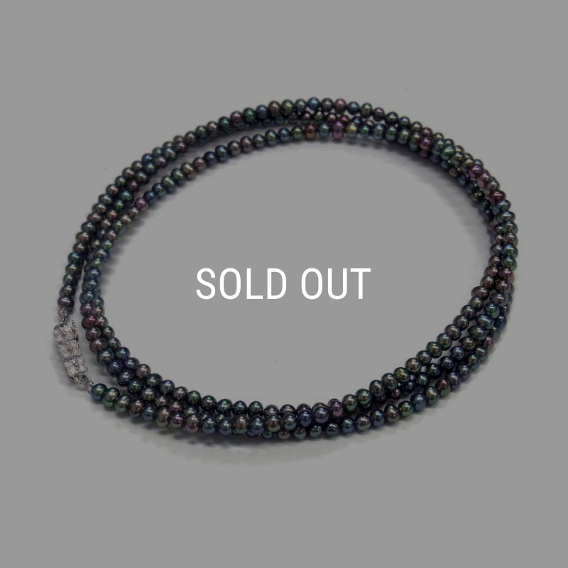 淡水真珠 ベビーパールロングネックレス 2.5-3mm ブラック 80cm SV925