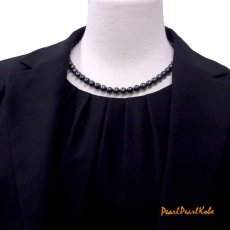 本真珠　ブラックパール　黒真珠　ネックレス&イヤリングセット　７．５－８ｍｍ　ネックレス装着