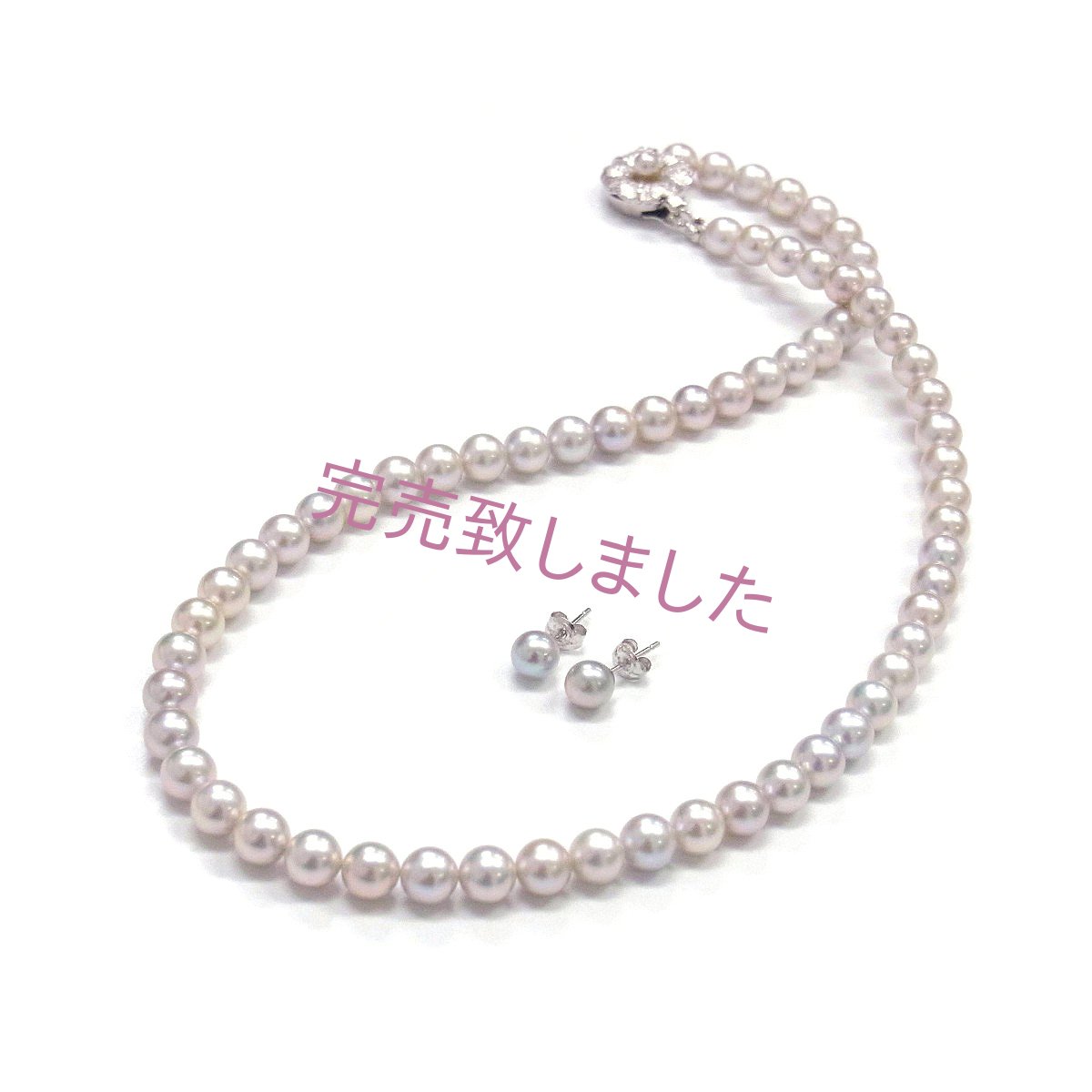 パールネックレス　アコヤ真珠　ナチュラルグレー　6-6.5ｍｍ　ピアス別売り