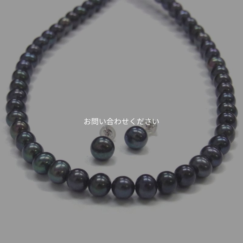 淡水真珠 パールネックレス ピアスセット スタンダード ブラック オフ