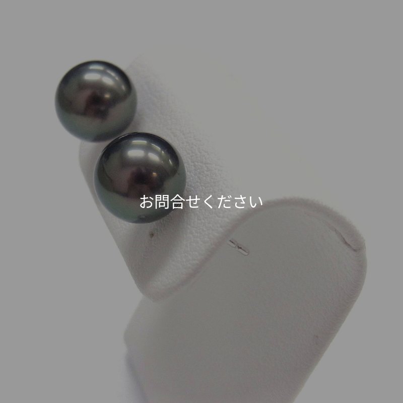 黒蝶真珠ピアス 8.75-9mmmm ピーコックグリーン K14WGピアス 直結