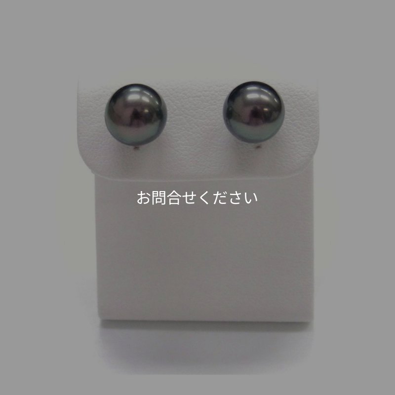 黒蝶真珠ピアス 8.75-9mmmm ピーコックグリーン K14WGピアス 直結