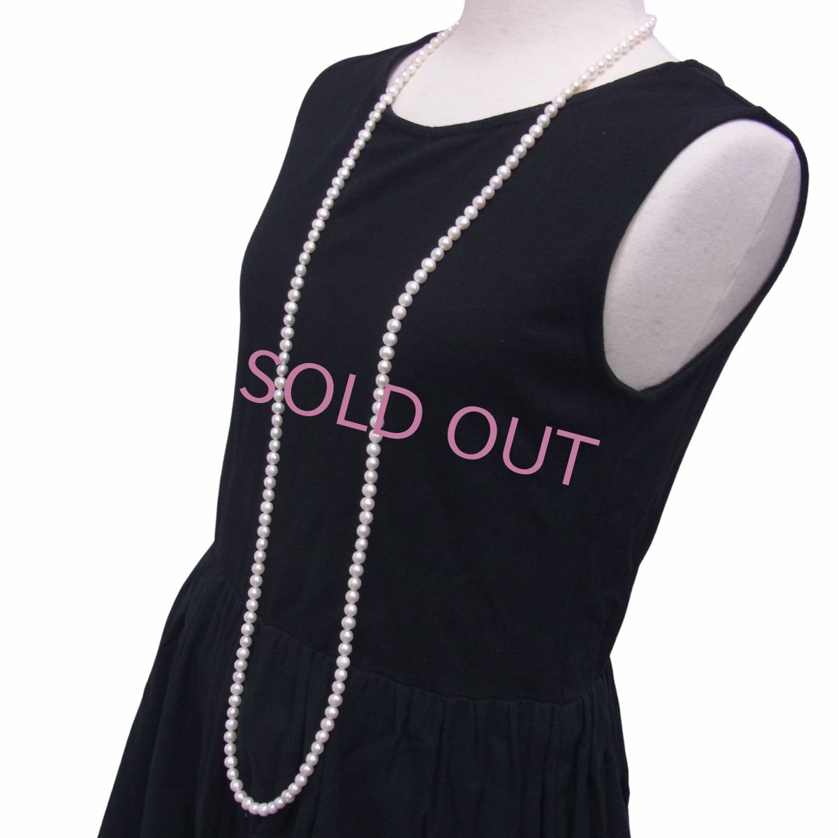 パールロングネックレス　淡水真珠　ホワイト　117ｃｍ　リボンマグネットクラスプ