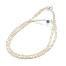 パールロングネックレス　淡水真珠　ホワイト　117ｃｍ　リボンマグネットクラスプ