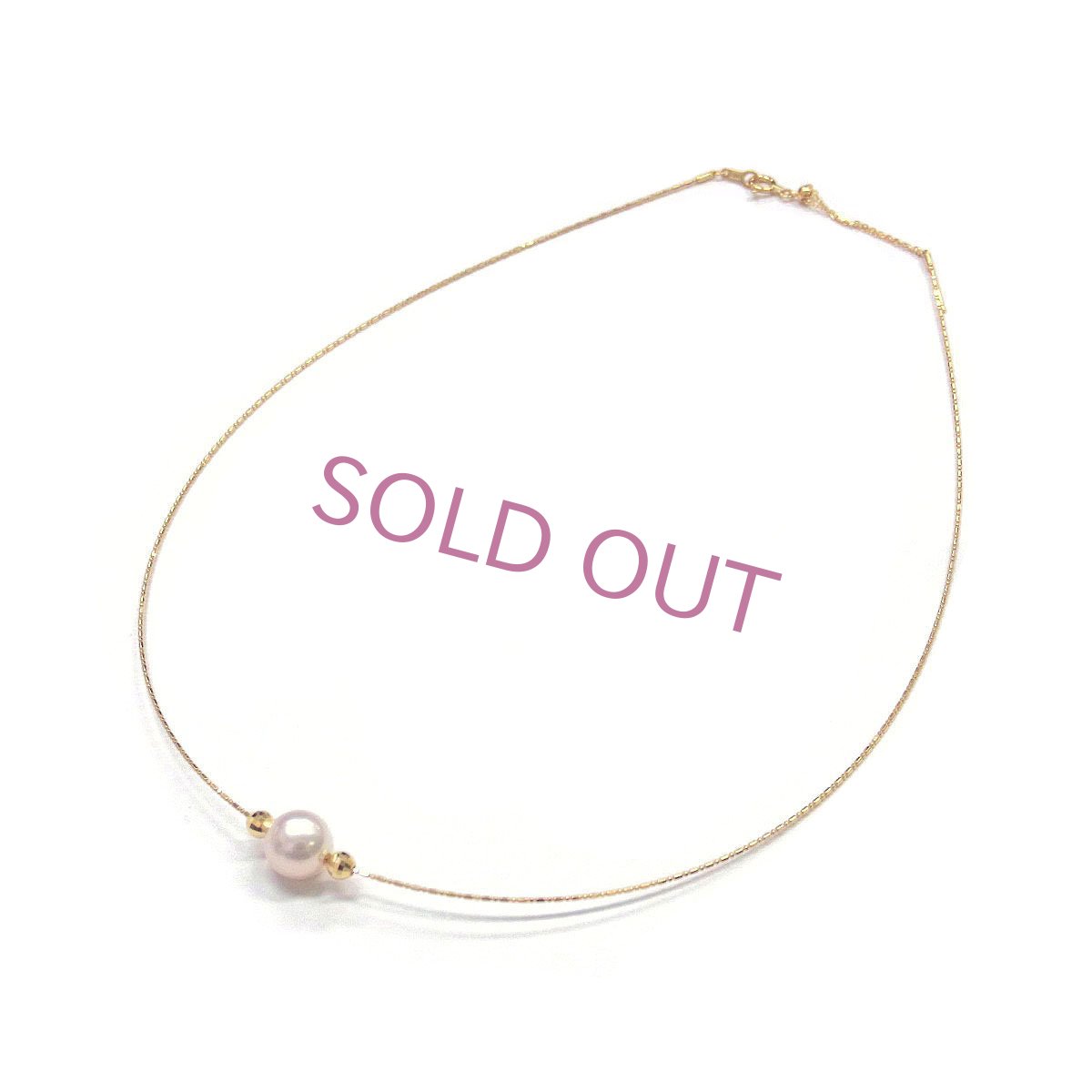 K18YG　オメガネックレス　アコヤ真珠　18金イエローゴールド　ミラーボール