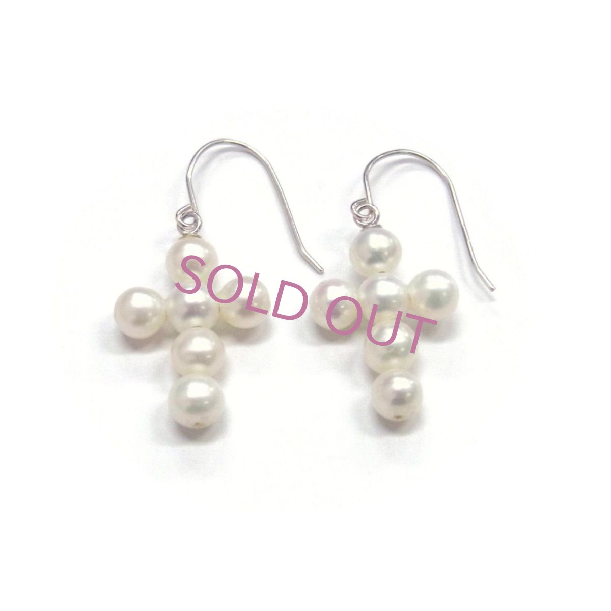 淡水真珠　パールクロスピアス　ホワイト