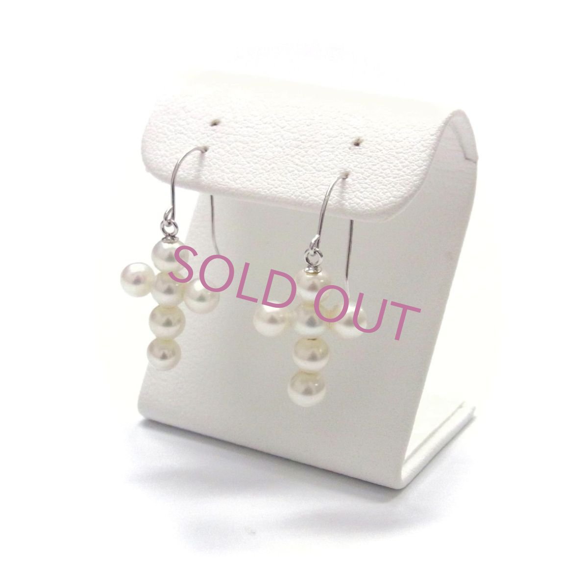 淡水真珠　パールクロスピアス　ホワイト