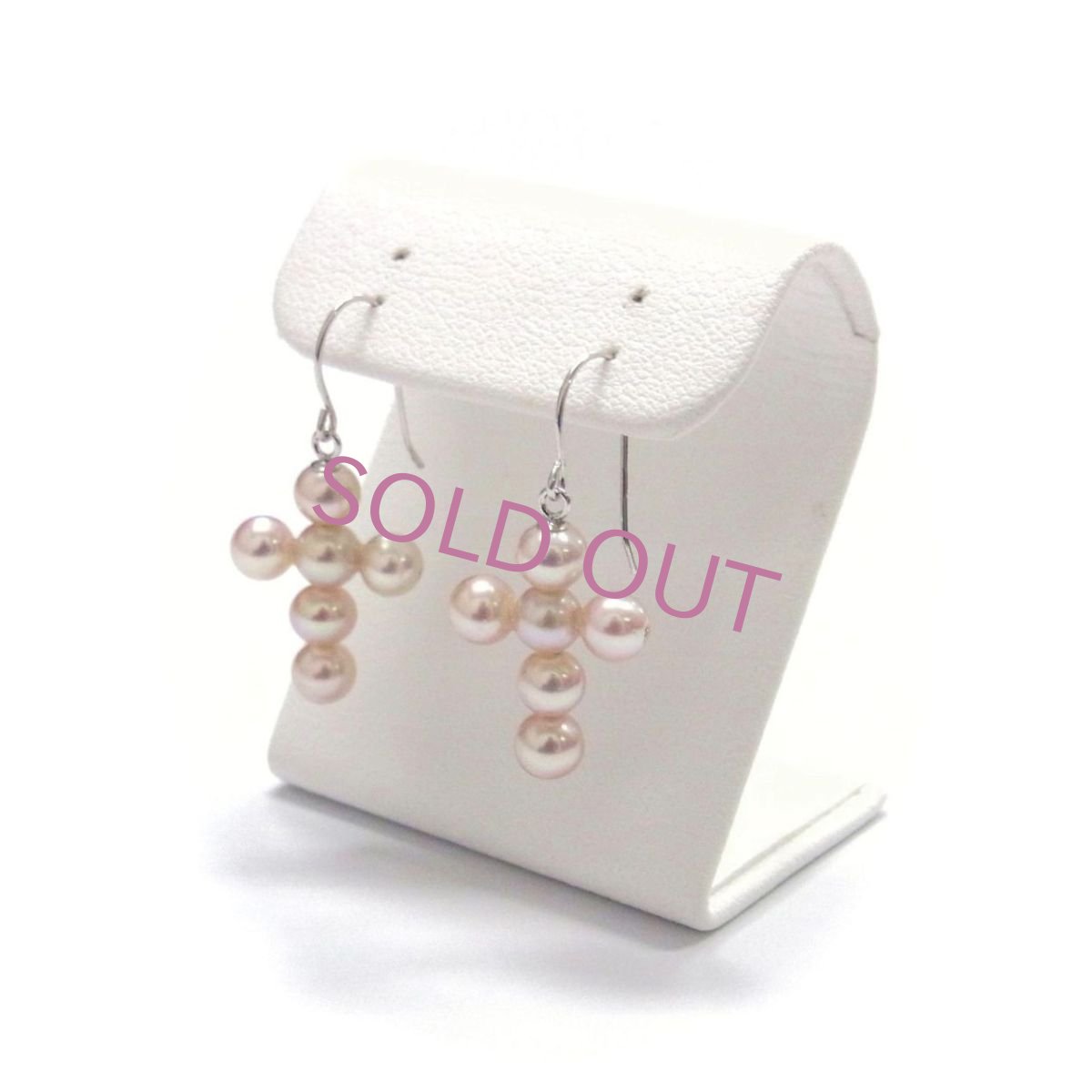 淡水真珠　パールクロスピアス　シャンペンピンク