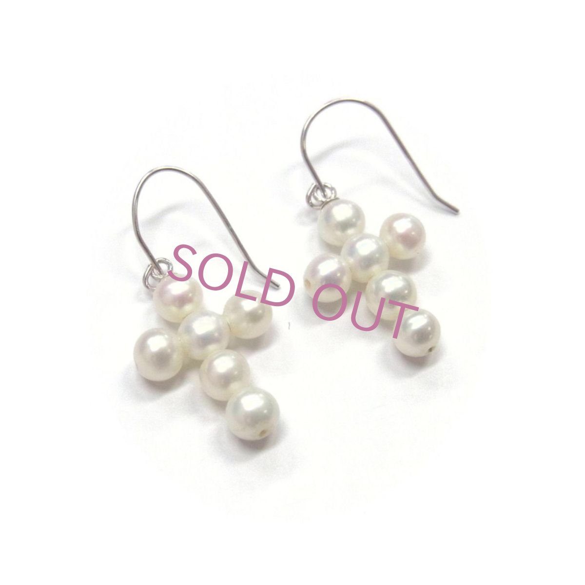 淡水真珠　パールクロスピアス　ホワイト