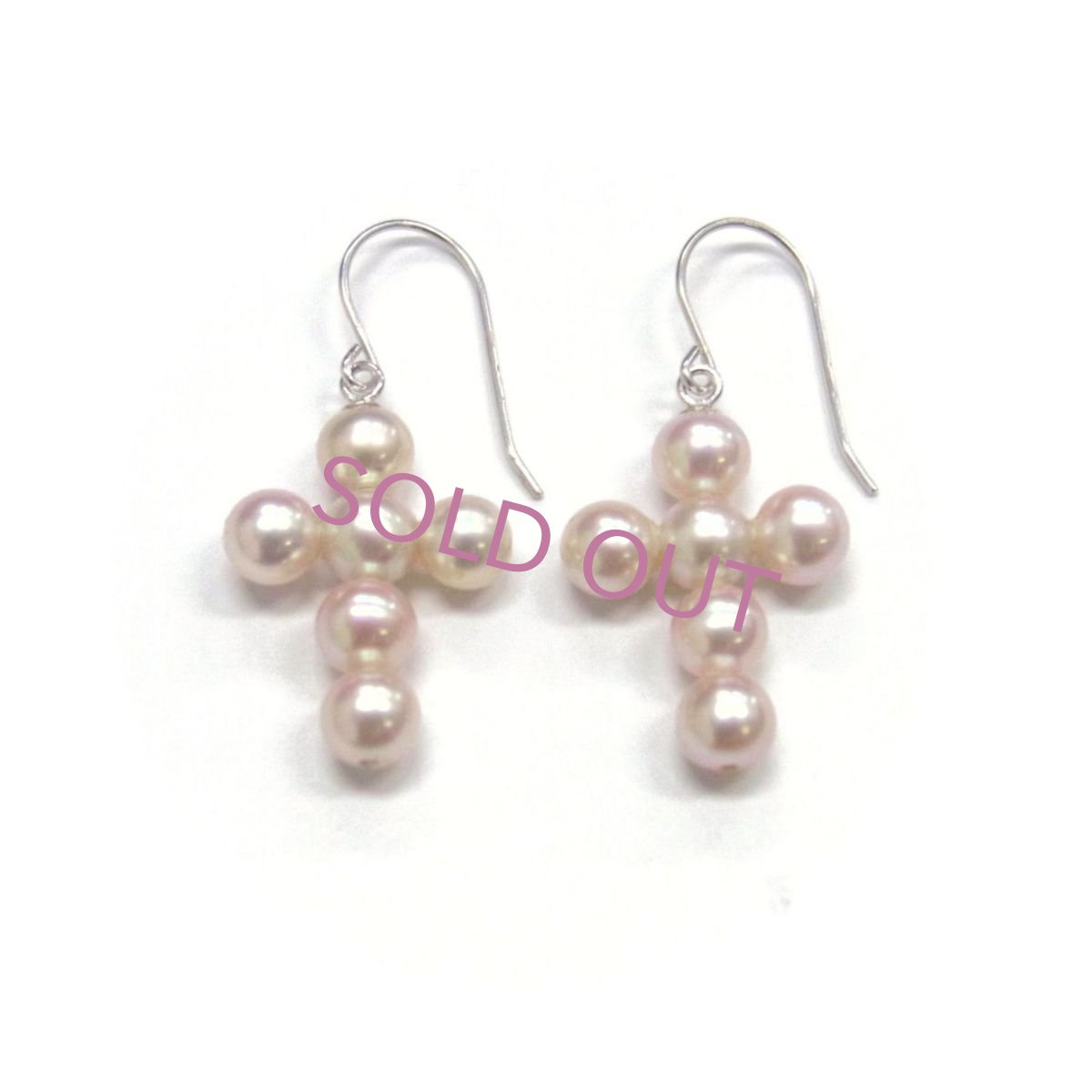 淡水真珠　パールクロスピアス　シャンペンピンク
