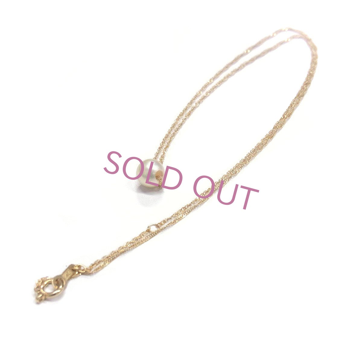 14金スクリューチェーンパールスルーネックレス