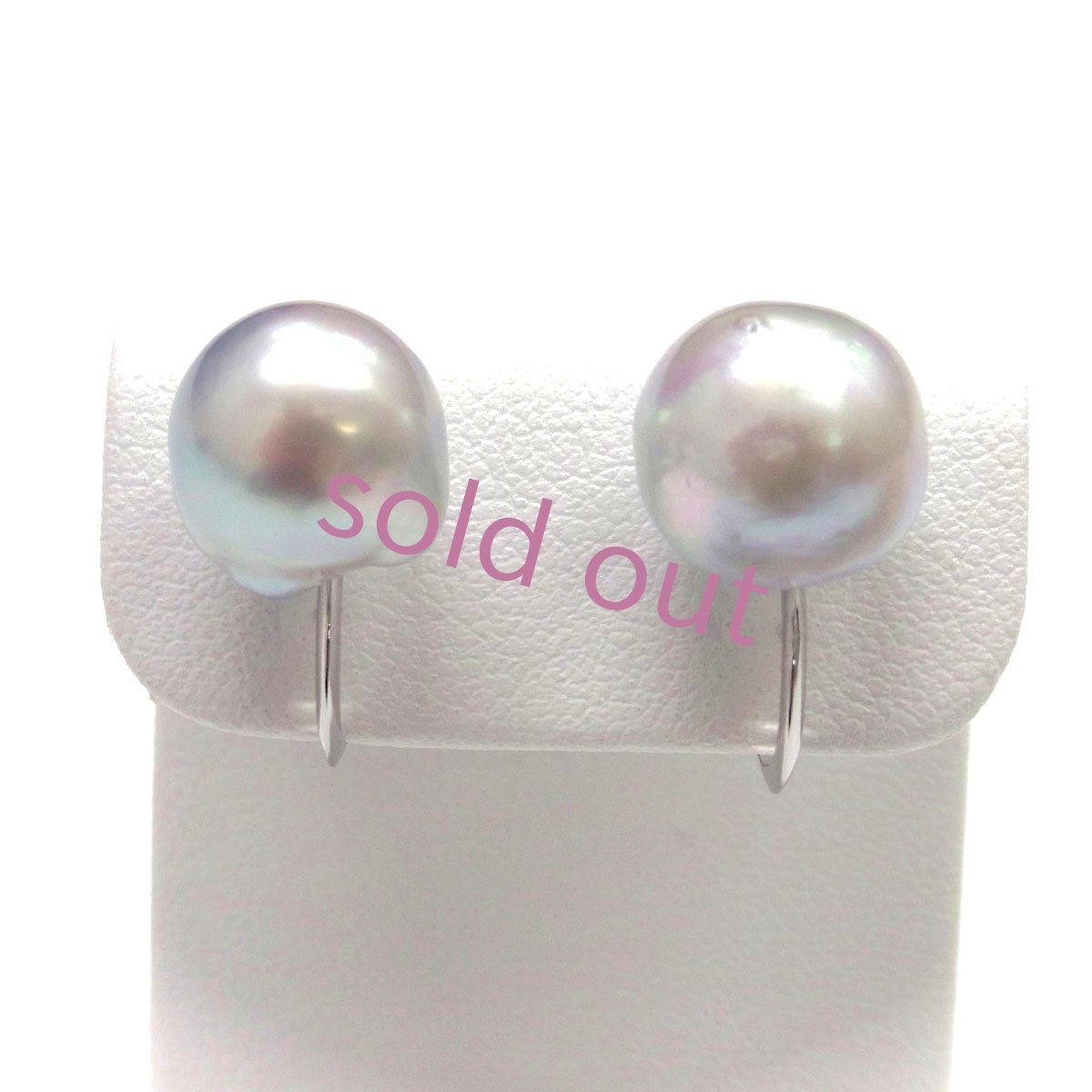 あこや真珠ナチュラルカラー バロック イヤリング ピアス 無調色