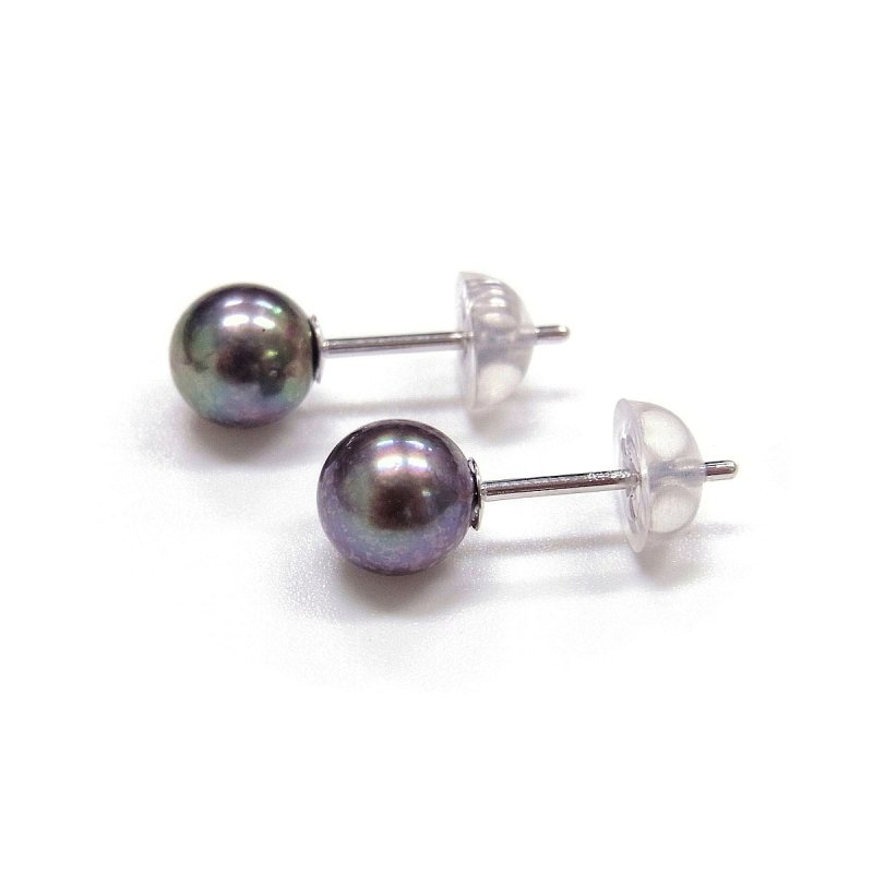 アコヤ黒真珠 ベビーパールピアス イヤリング 5.5-6mm ブラック