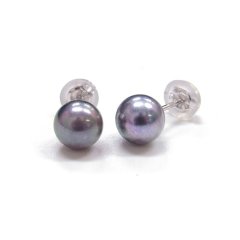 アコヤ黒真珠 パールピアス イヤリング 6.5-7ｍｍ ブラック ラウンド K14WG K18YG K10YG PT900 SV ユニセックス