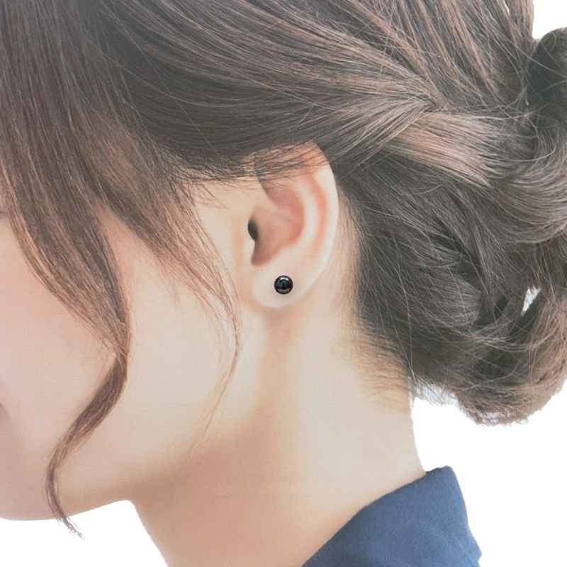アコヤ黒真珠 パールピアス イヤリング 6-6.5mm ブラック ラウンド