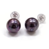 アコヤ黒真珠 パールピアス イヤリング 7-7.5mm ブラック ラウンド