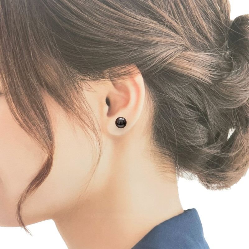 アコヤ黒真珠 パールピアス イヤリング 8.5-9mm ブラック ラウンド
