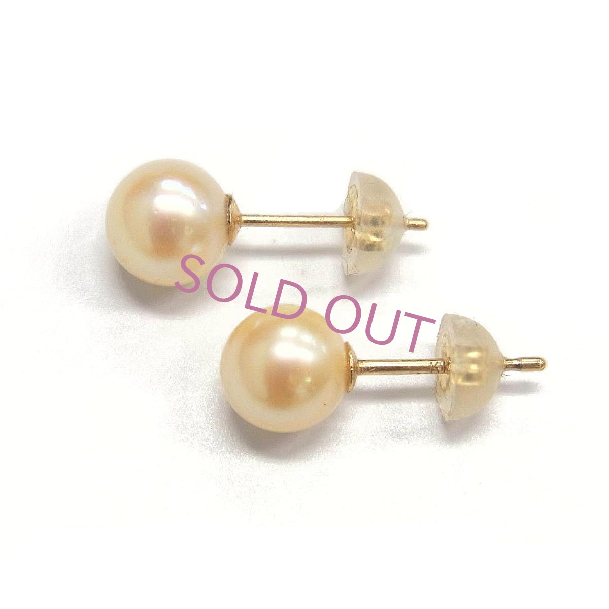 アコヤ真珠 パールピアス ゴールド 6.5-7mm