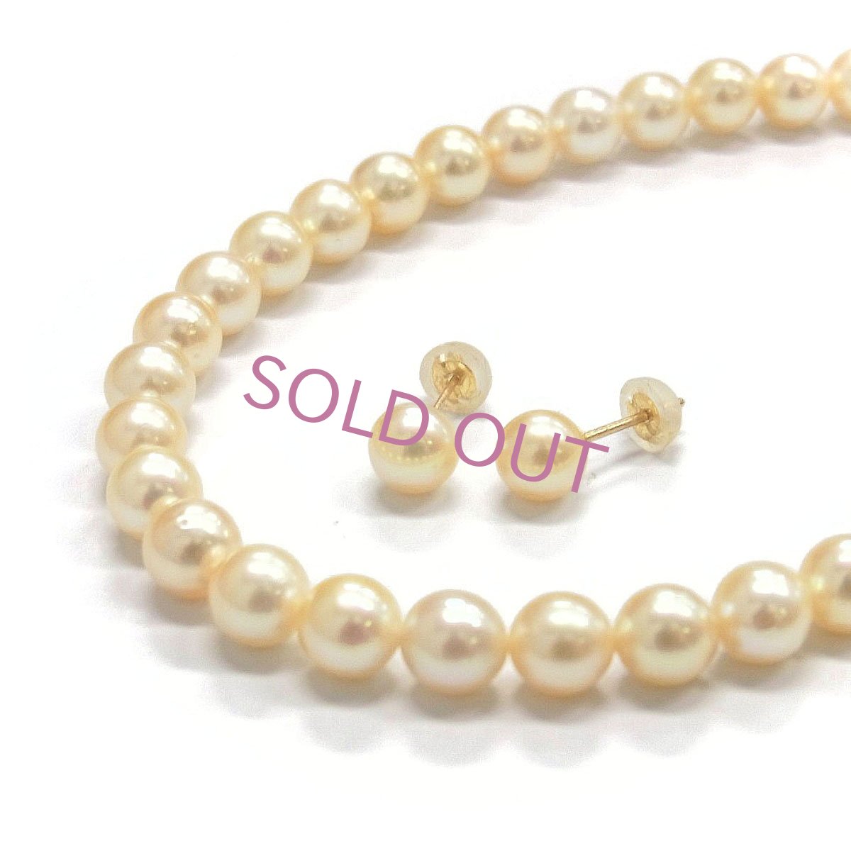 アコヤ真珠 パールネックレスセット ゴールド 6.5-7mm