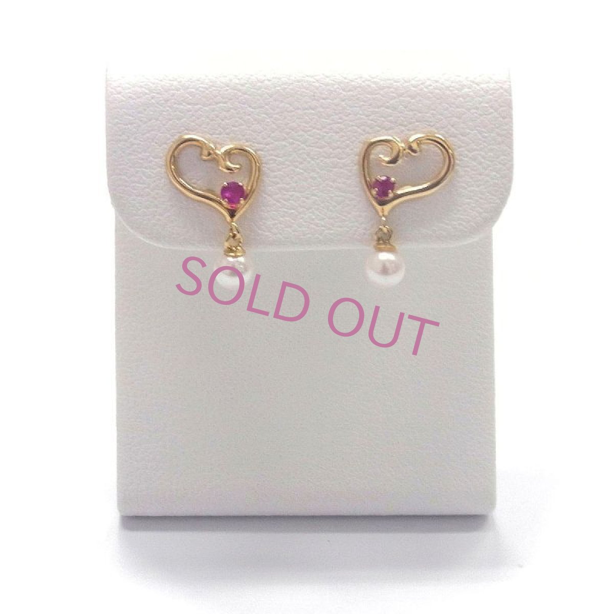 アコヤ真珠　ベビーパールピアス　K18YG　ルビー　ハート　