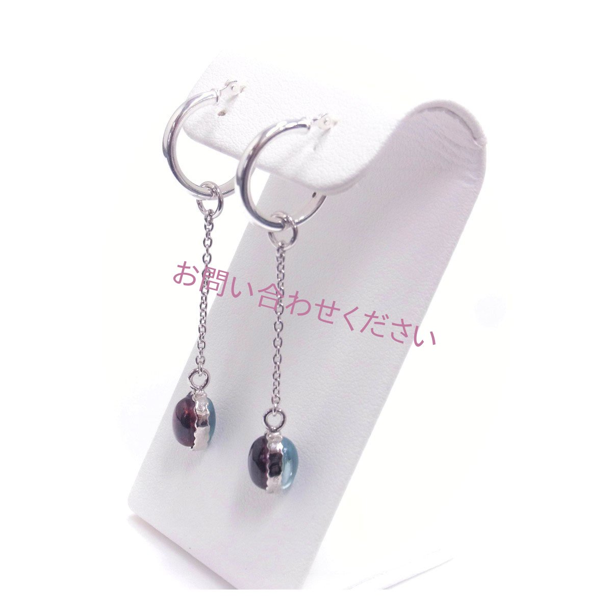 リバーシブルピアス ガーネット ブルートパーズ 選べるチャーム シルバー製