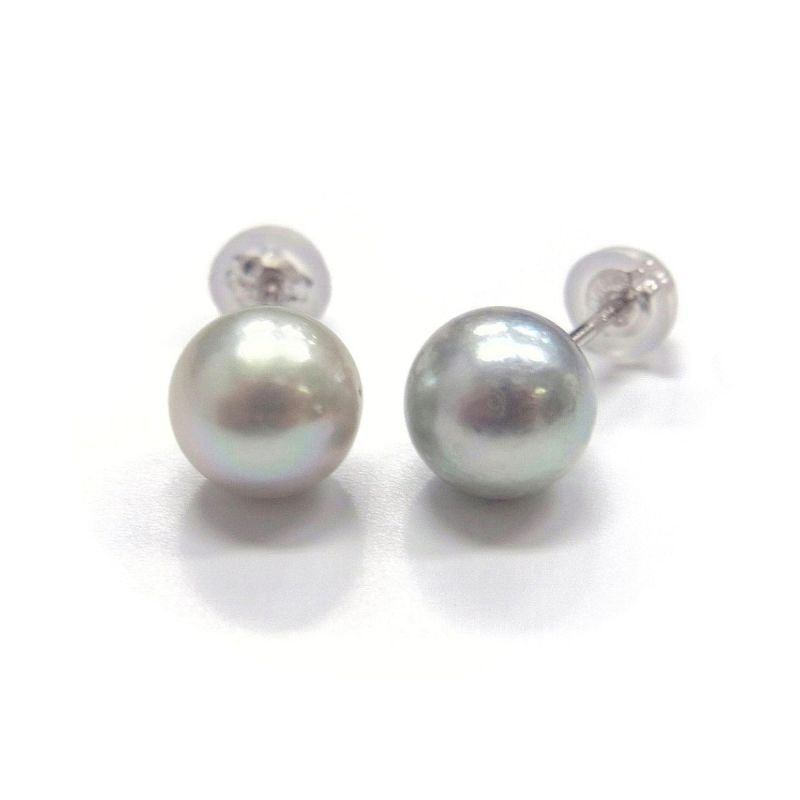 アコヤ真珠 パールピアス イヤリング 7-7.5mm ナチュラルグレー 無調