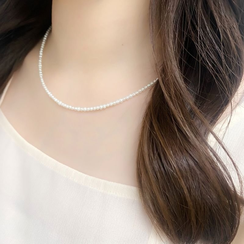 ベビーパールネックレス ホワイト 2.5mm-3mm 淡水真珠 オフラウンド