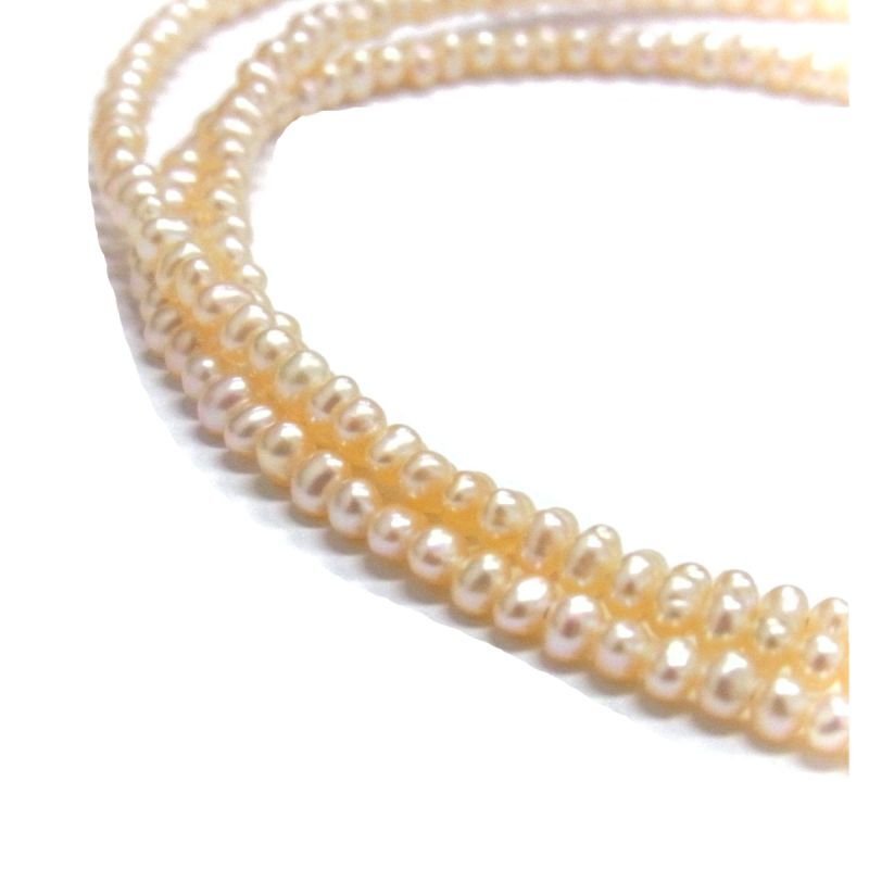 淡水真珠 ベビーパールロングネックレス 2.5-3mm オレンジ 80cm 100cm