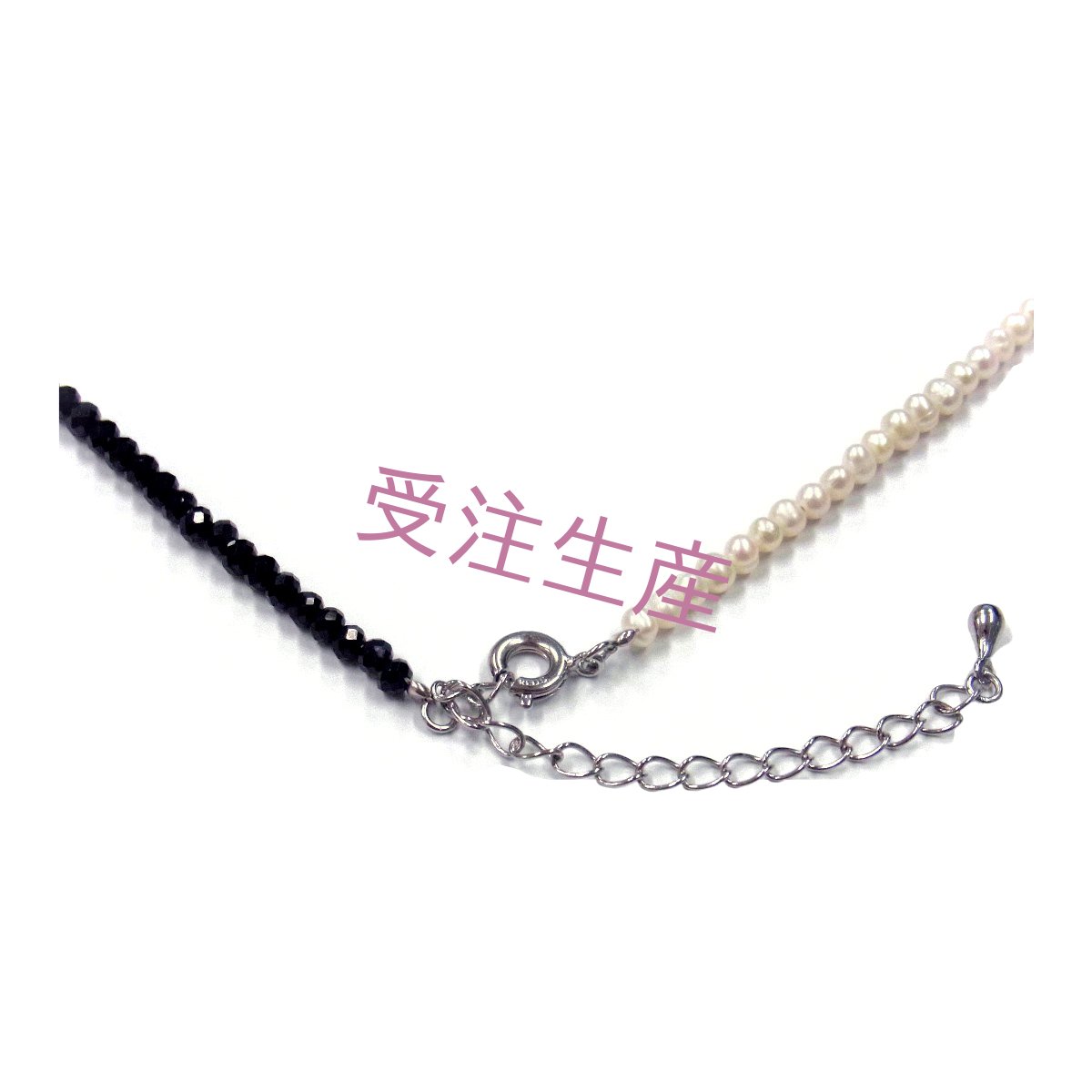 ブラックスピネル&ベビーパールネックレス