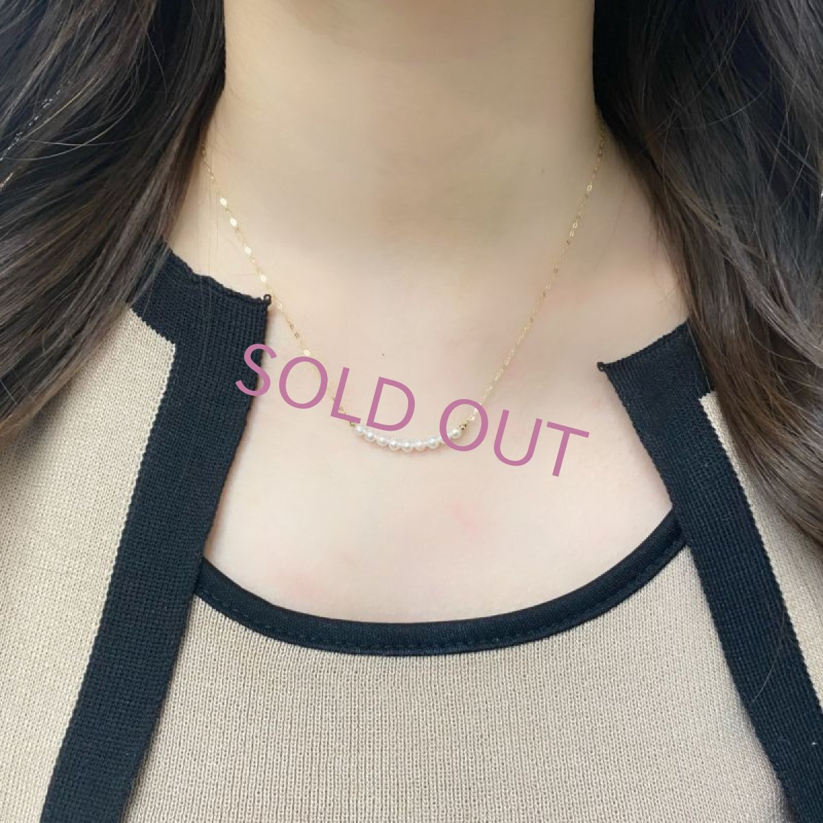 アコヤ真珠 パールネックレス 3-3.5mm K18YG ホワイト