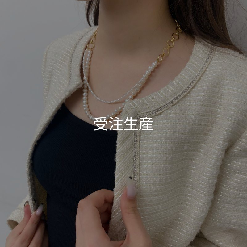 淡水真珠チェーンパールネックレス ベビーパール ホワイト 48cm