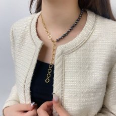 画像8: 淡水真珠 マルチwayチェーンパールネックレス 6-7mm 7-8mm バロック ブラック ブラックスピネル ブラス製 男女兼用 ユニセックス (8)