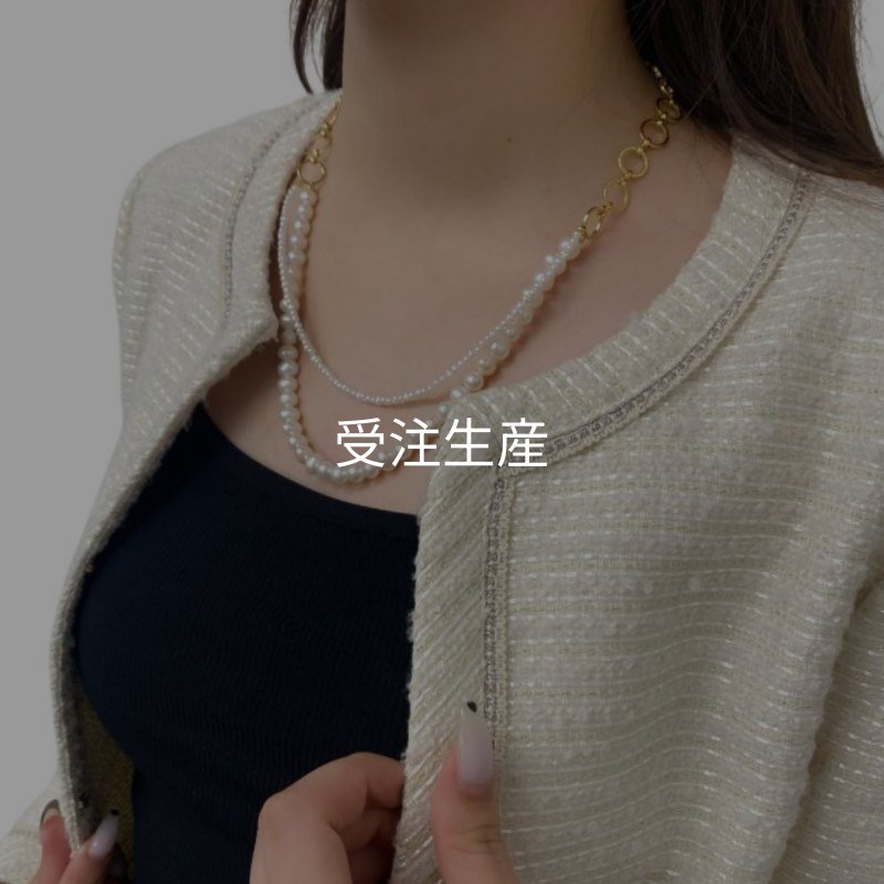 淡水真珠チェーンパールネックレス ベビーパール ホワイト 48cm