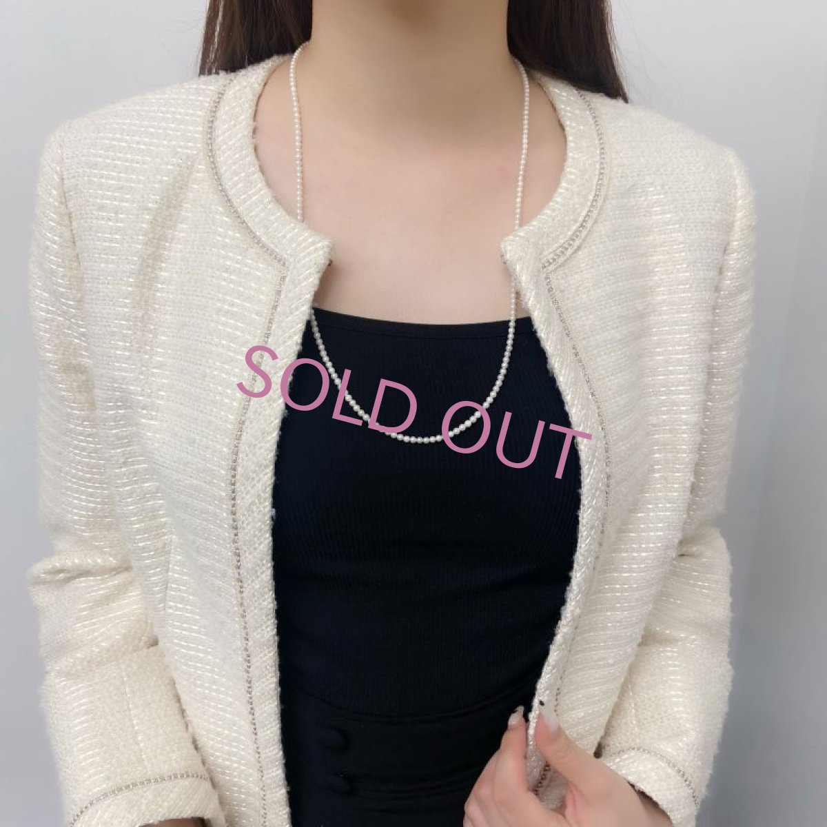 アコヤ真珠　ベビーパールロングネックレス 　3-3.5mm 　ホワイト　65cm