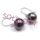 黒蝶真珠ピアス 8.75-9mmmm ピーコックグリーン K14WGピアス