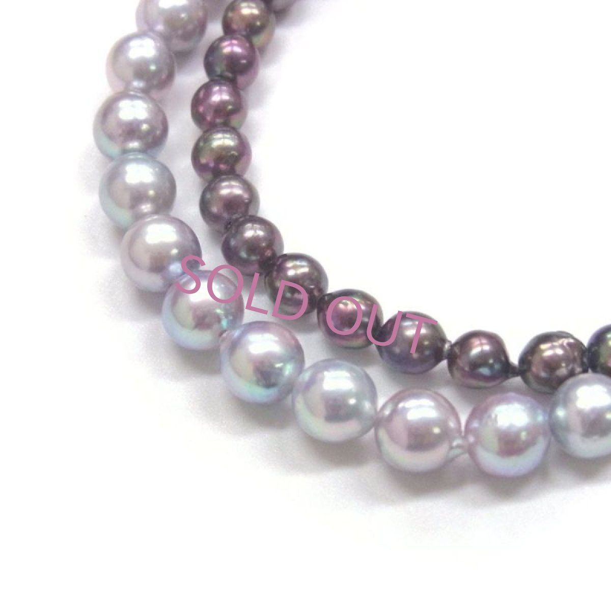 アコヤ真珠 2連パールネックレス 5-5.5mm 7-7.5mm ブラック ナチュラルグレー(無調色) セミラウンド SV製  GIA宝石鑑定士保証書つき