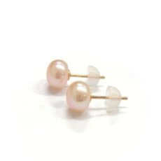 淡水真珠ピアス オレンジ 7.5-8ｍｍ K18YG