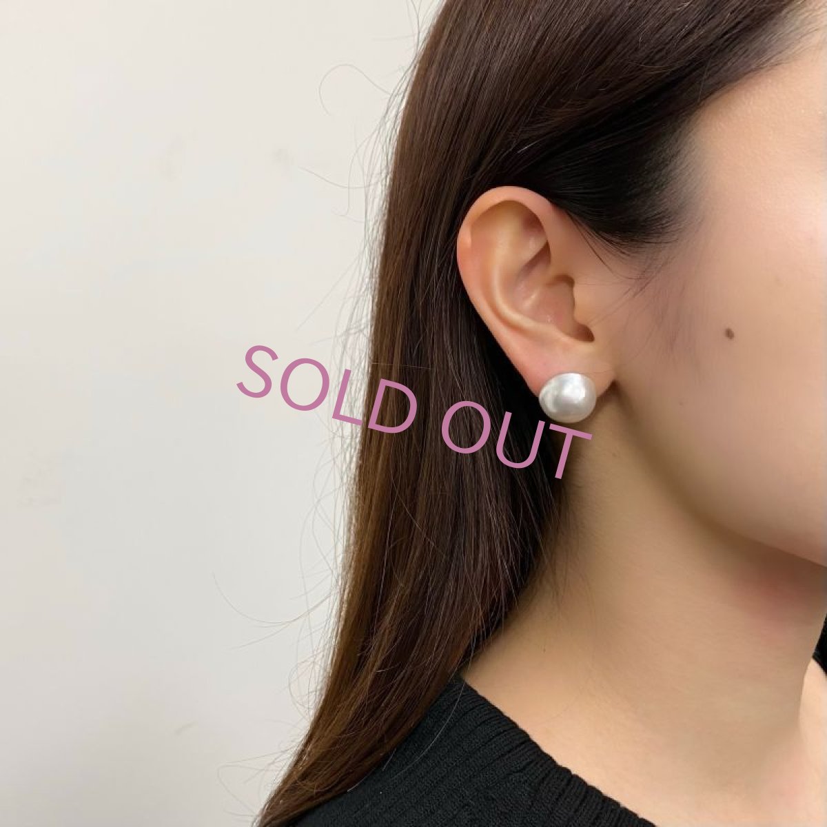 マベ真珠 パールピアス ホワイト 15-16ｍｍ 半円 K14WG 直結 半円 イヤリング可