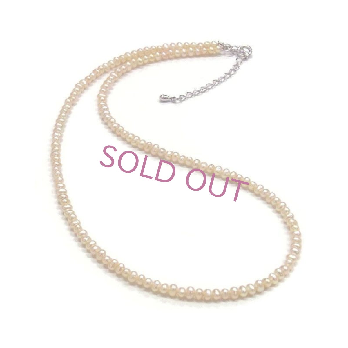 淡水真珠 ベビーパールネックレス 2.5-3mm オレンジ 40cm アジャスター付き SV925製　