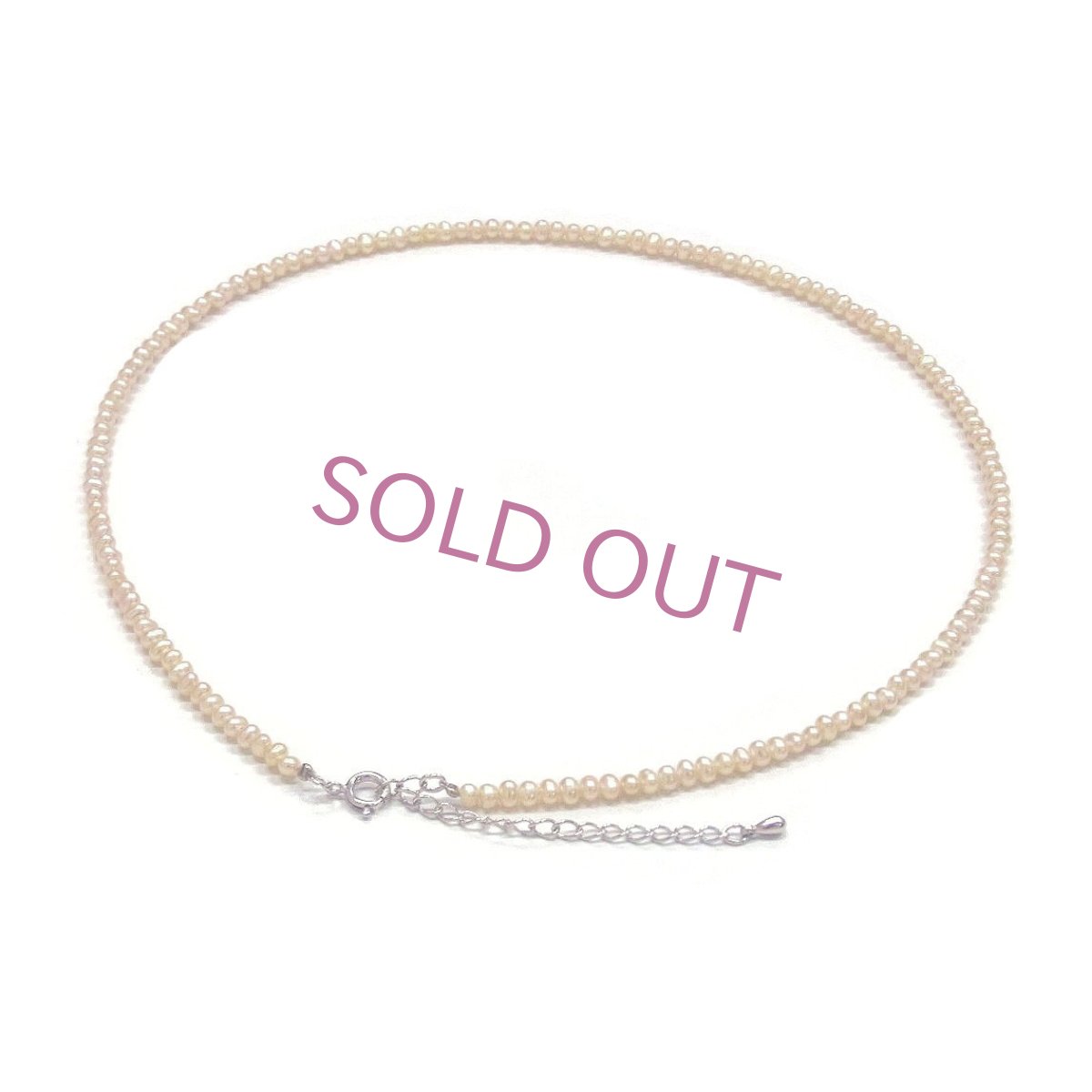 淡水真珠 ベビーパールネックレス 2.5-3mm オレンジ 40cm アジャスター付き SV925製　