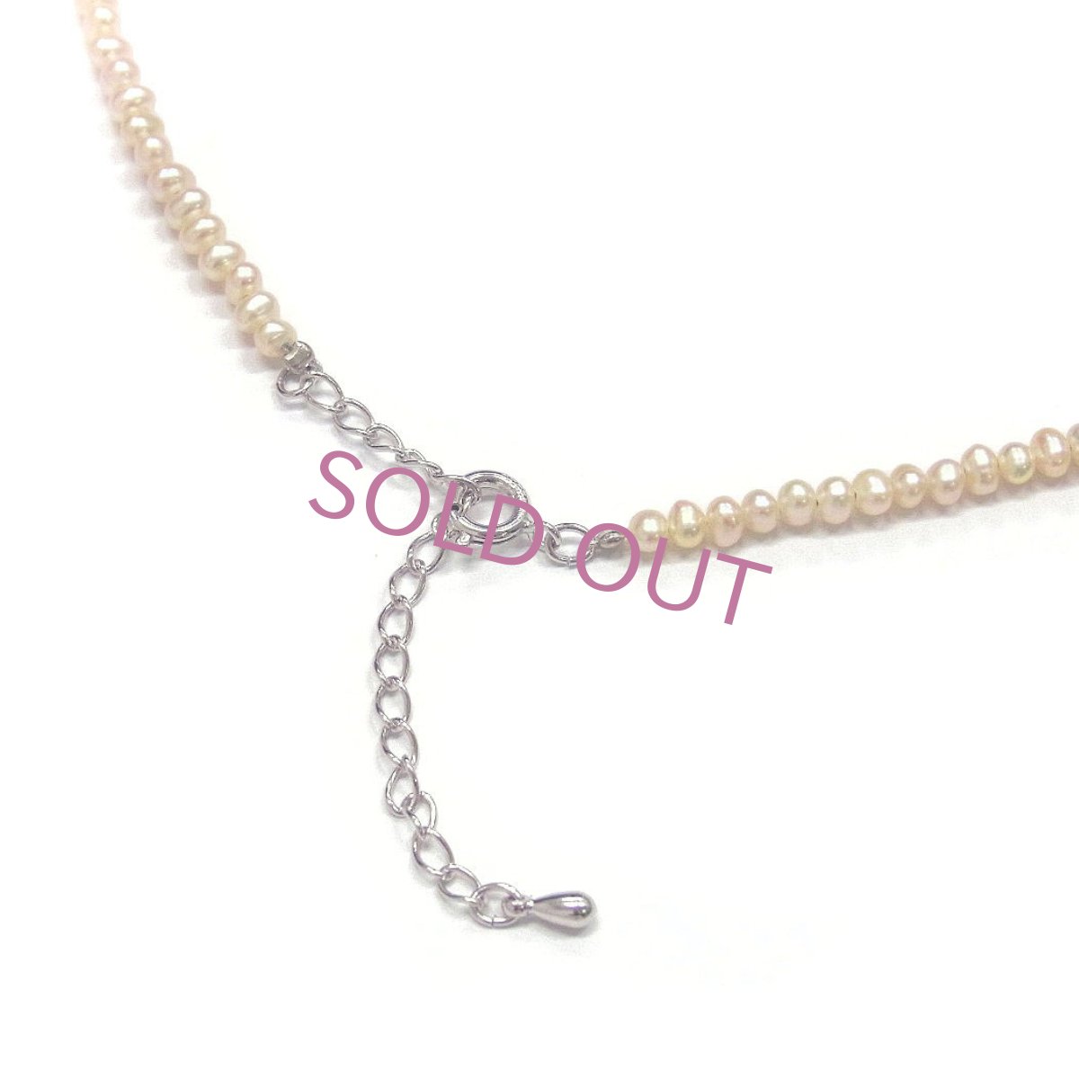 淡水真珠 ベビーパールネックレス 2.5-3mm オレンジ 40cm アジャスター付き SV925製　