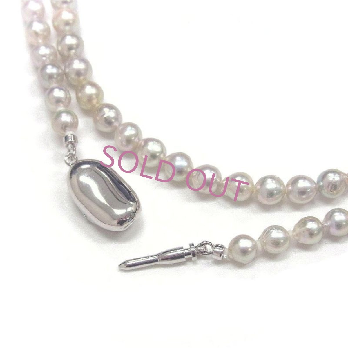 アコヤ真珠 ベビーパールロングネックレス  ナチュラルグレー 5-5.5mm 無調色 セミラウンド バロック