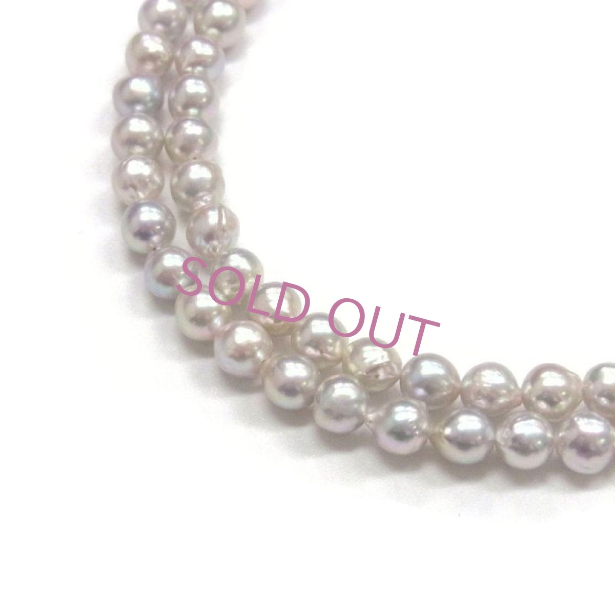 アコヤ真珠 ベビーパールロングネックレス  ナチュラルグレー 5-5.5mm 無調色 セミラウンド バロック