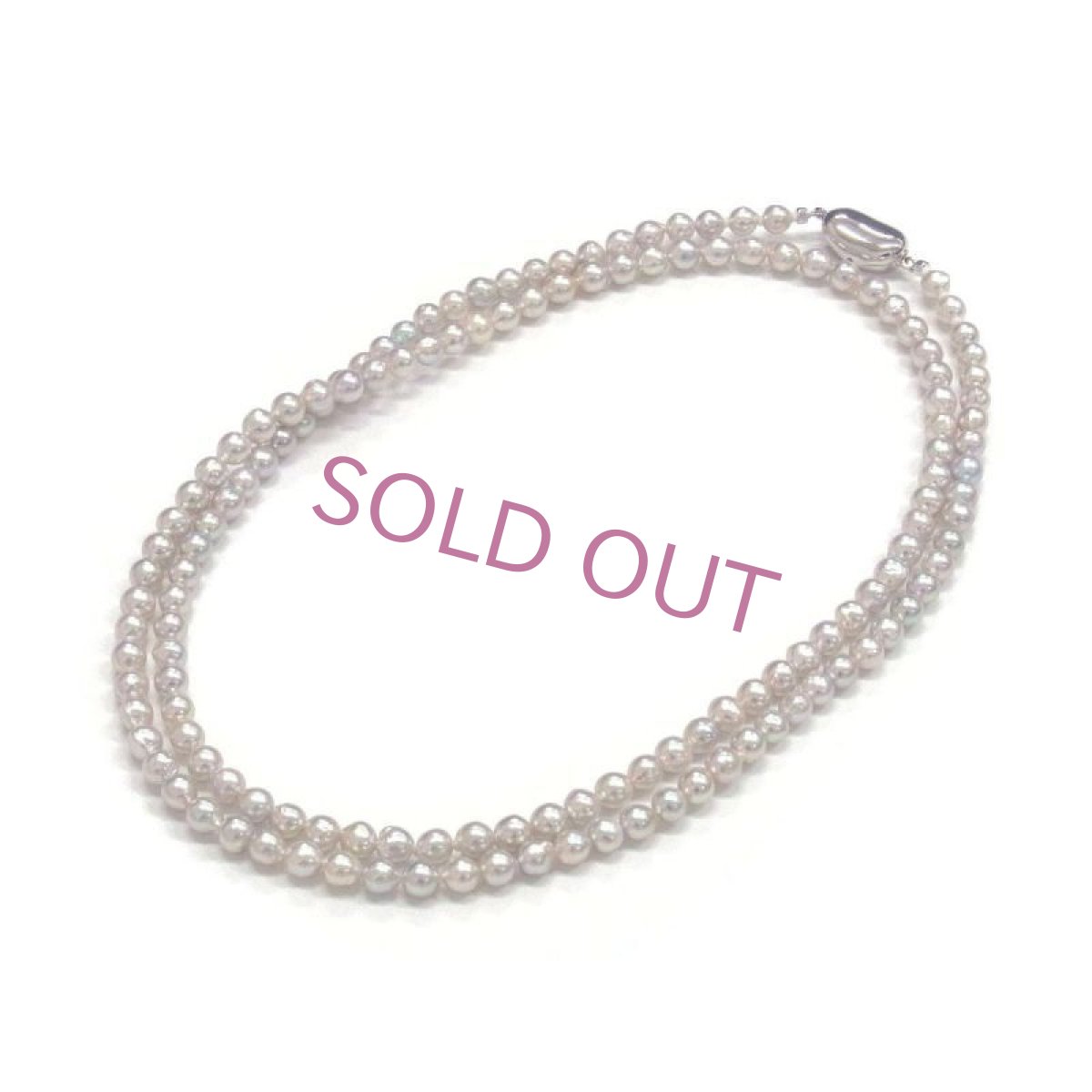 アコヤ真珠 ベビーパールロングネックレス  ナチュラルグレー 5-5.5mm 無調色 セミラウンド バロック