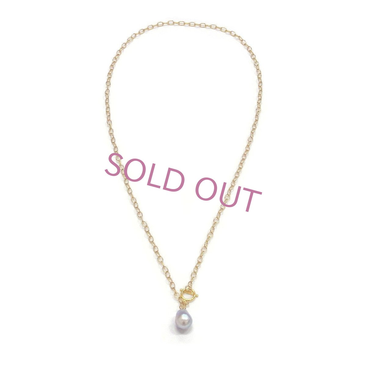 アコヤ真珠 マンテルパールネックレス 10mmup(縦13mm) バロック ナチュラルグレー 14KGF ブラス 約55cm