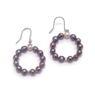 黒蝶真珠 K14WGピアス 8.75-9mm 14金ホワイトゴールド フック