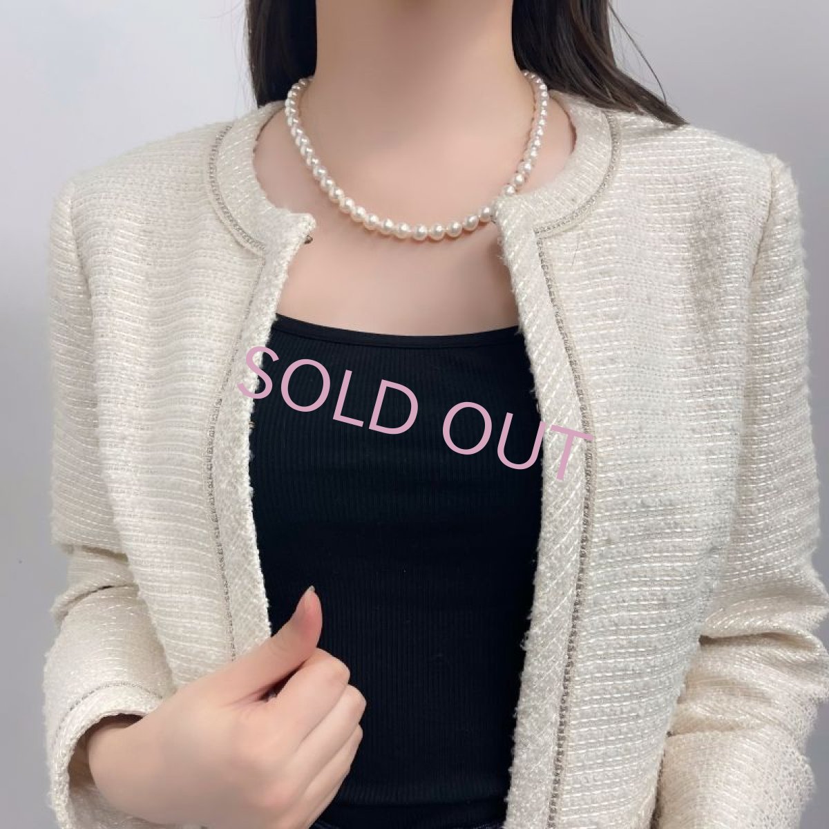 アコヤ真珠 パールネックレス ホワイト 7.5-8mm セミラウンド バロック 約45cｍ GIA宝石鑑定士保証書 パールクロス付き